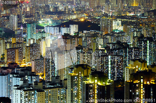 Image of Apartment building in Hong Kong at night