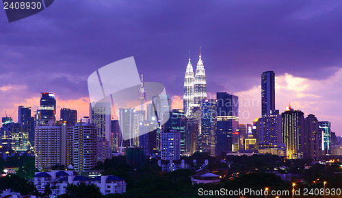 Image of Kuala Lumpur skyline at night