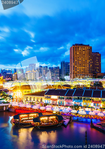 Image of Singapore skyline at night