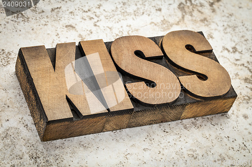Image of kiss word in wood type