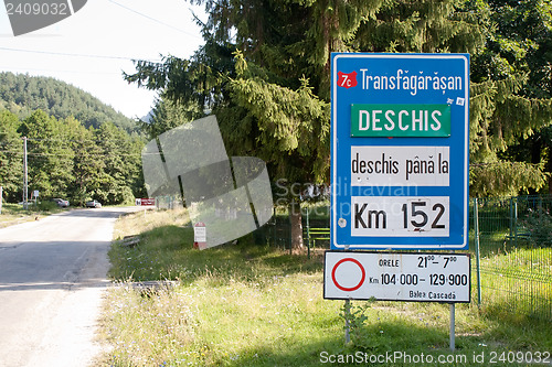 Image of Transfagarasan C5 highway signboard, Romania