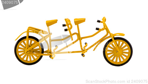 Image of double bicicle model toy decor isolated on white 