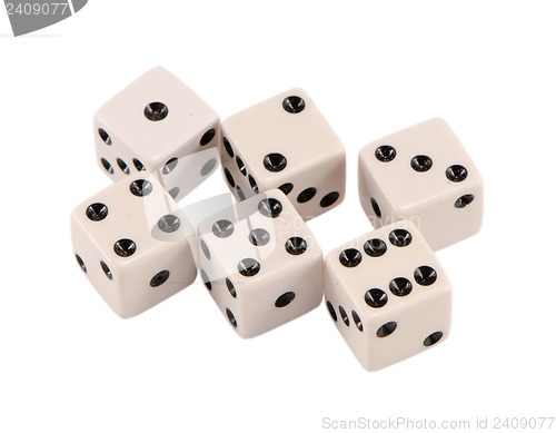 Image of white gamble dice increase sequence isolated 
