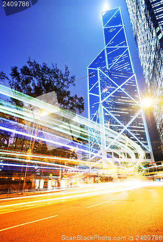 Image of Traffic trail at night in Hong Kong