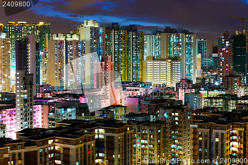 Image of Apartment building in Hong Kong at night