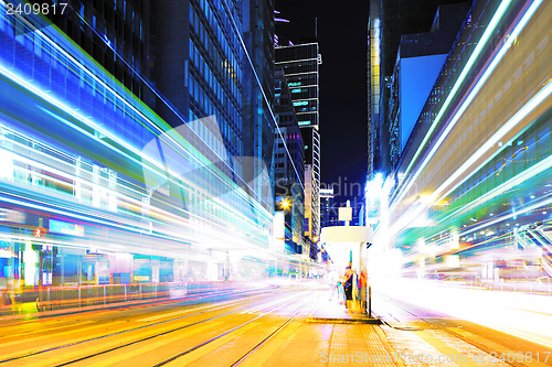 Image of Traffic in city at night