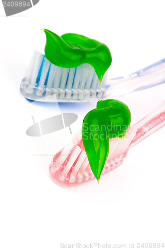 Image of Toothpaste on Toothbrushes