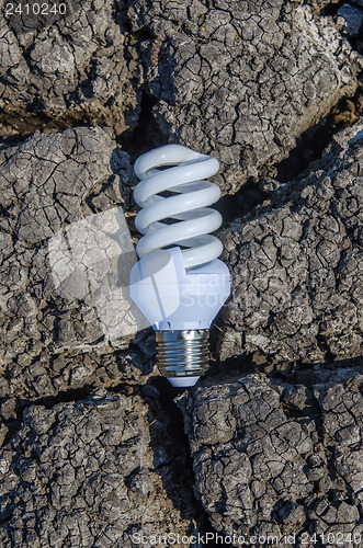 Image of light bulb over drought land