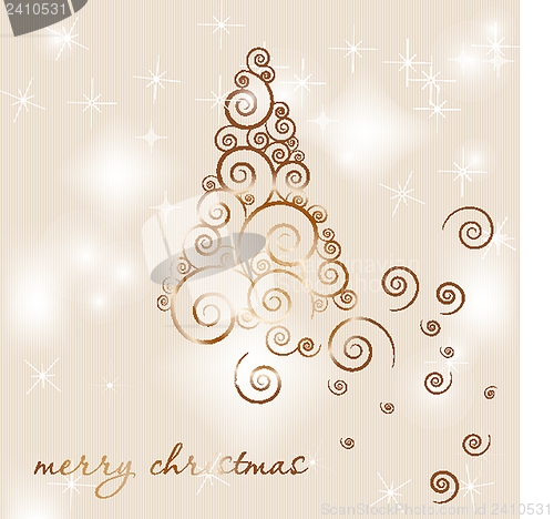 Image of Christmas background with Christmas tree, vector illustration.