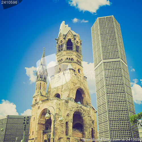 Image of Retro look Ruins of bombed church, Berlin