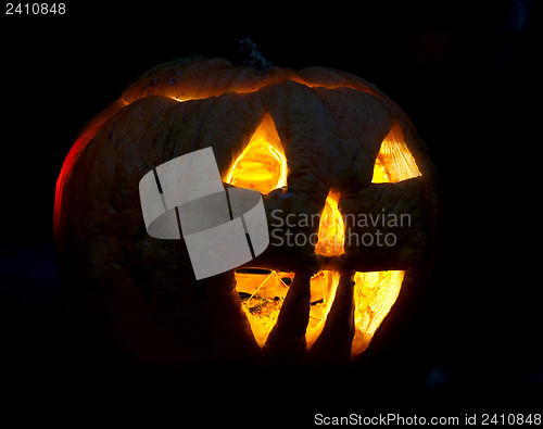 Image of halloween pumpkin in evening