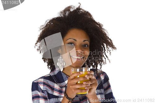 Image of Woman with glass of orange juice