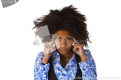 Image of African american woman feels sick 