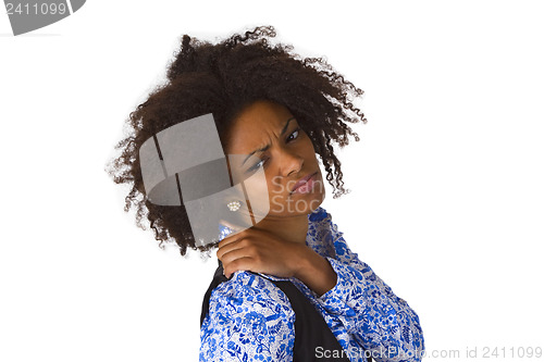 Image of Afro american woman with shoulder pain