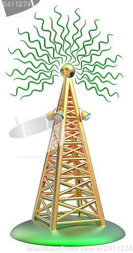 Image of digital transmitter sends signals from high tower