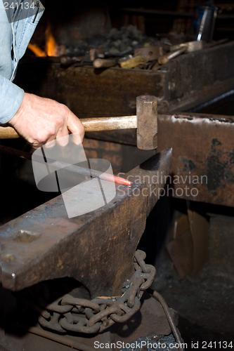 Image of Hammering glowing steel