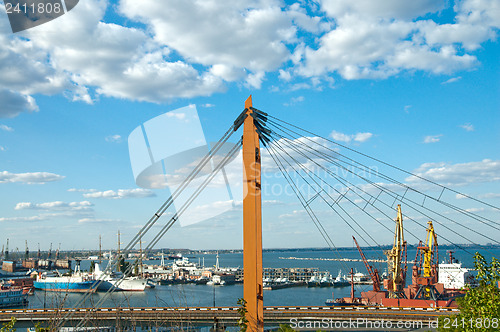 Image of port in Odessa with suspended road. South Ukraine