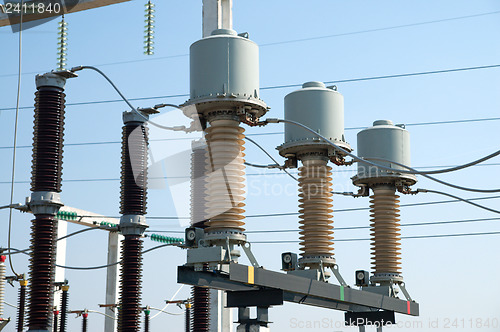 Image of high-voltage substation with switch and disconnector