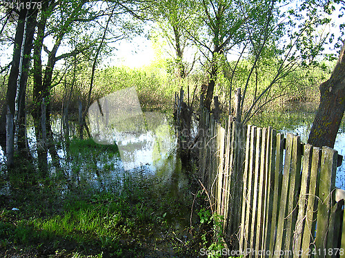 Image of flood on the river in the spring