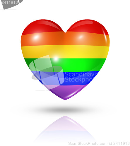 Image of Gay pride love symbol, heart flag icon