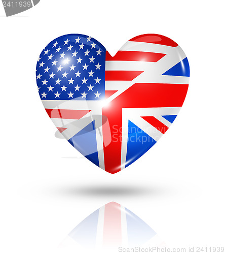 Image of Love USA and UK, heart flag icon