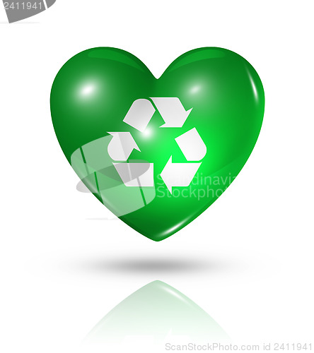 Image of Love recycling symbol, heart flag icon