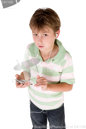 Image of Boy holding mp3 player