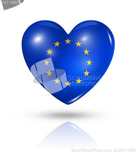 Image of Love European union, heart flag icon