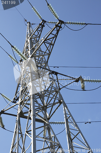 Image of high-voltage line on the sky background