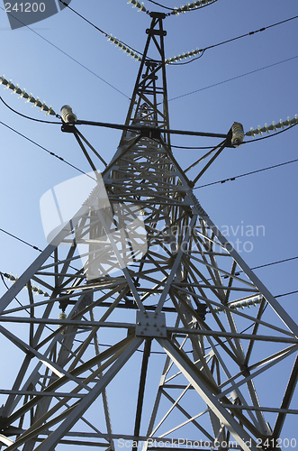 Image of high-voltage line on the sky background