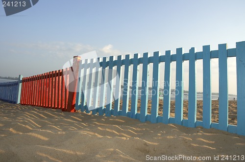 Image of the blue and red fence