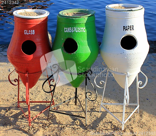 Image of Colorful Recycle Trashcans