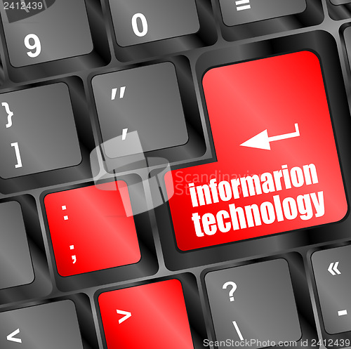 Image of information technology button on computer keyboard key