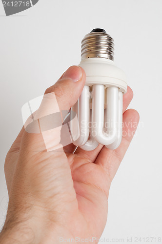 Image of modern lamp in hand