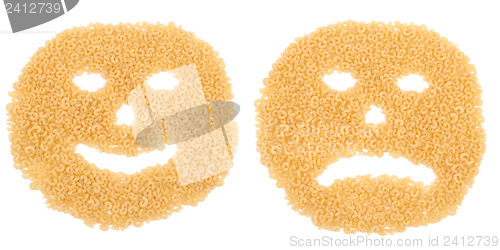 Image of attractives smiling and crying pasta