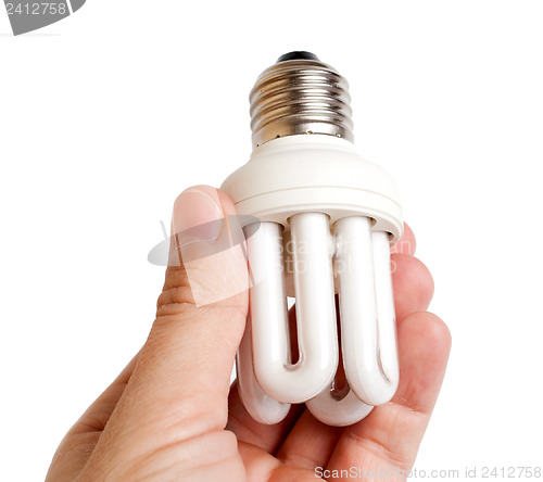 Image of modern lamp in hand