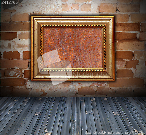 Image of backdrop with wooden frame on wall