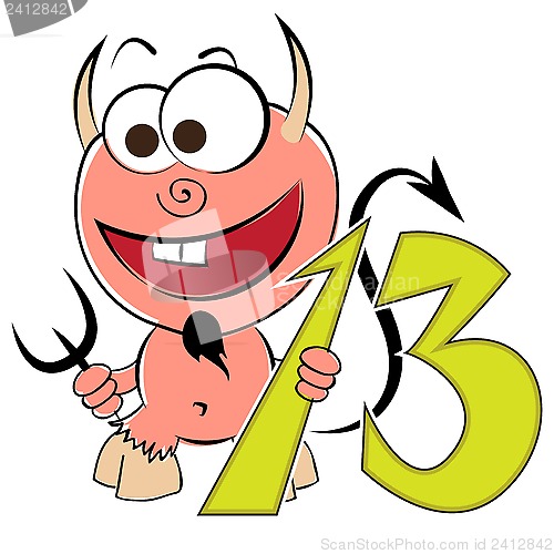 Image of Cheerful devil with the number thirteen