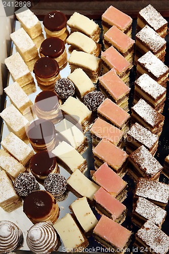 Image of Colorful desserts and pastry served on a wedding party