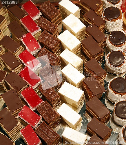 Image of Colorful desserts and pastry served on a wedding party