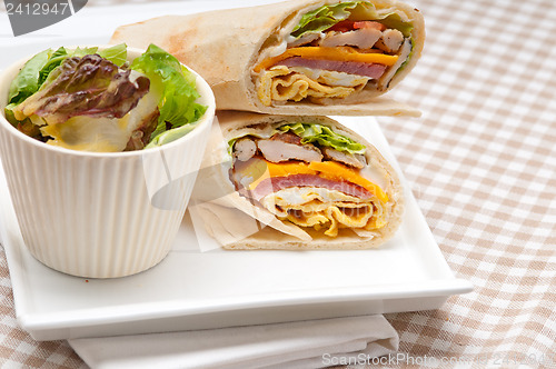 Image of club sandwich pita bread roll