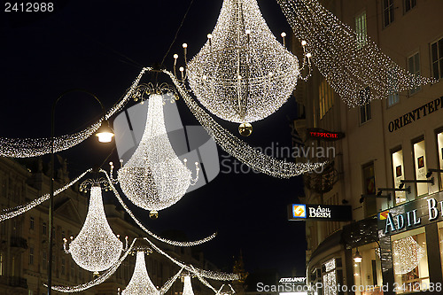 Image of Christmas decoration in Graben street, Vienna, Austria