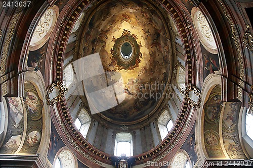 Image of Fresco Painted Dome Ceiling of Peterskirche in Vienna