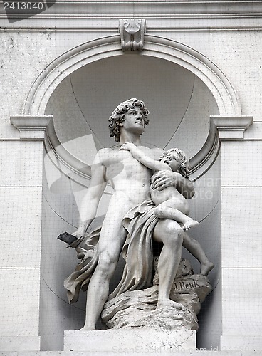 Image of Burgtheater, Vienna, statue shows an allegory of heroism