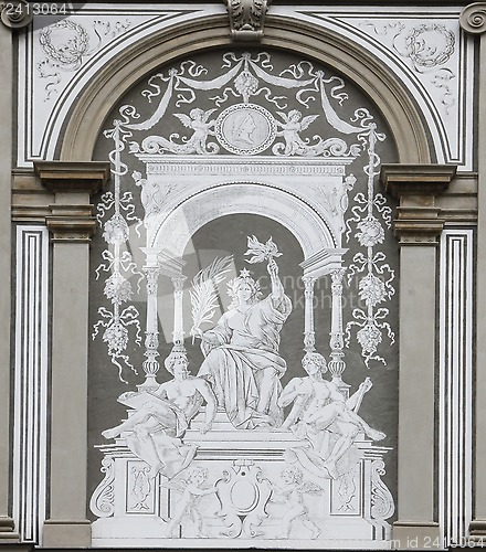 Image of Artwork on back wall of University building in Vienna, Austria