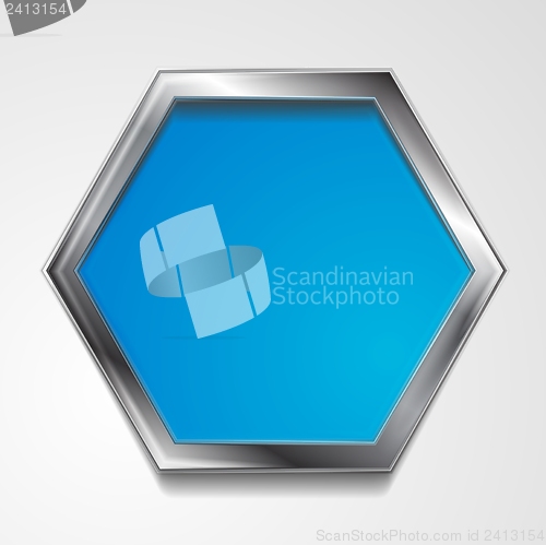 Image of Vector hexagon shape with silver frame