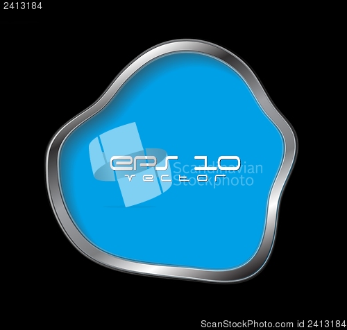 Image of Abstract blue vector shape with silver frame