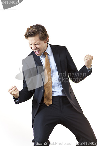 Image of Businessman screaming in victory