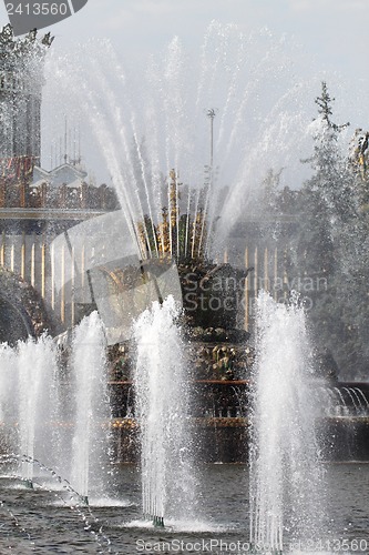 Image of Beautiful fountain in Moscow at the exhibition