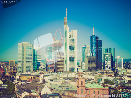 Image of Retro look Aerial view of Frankfurt